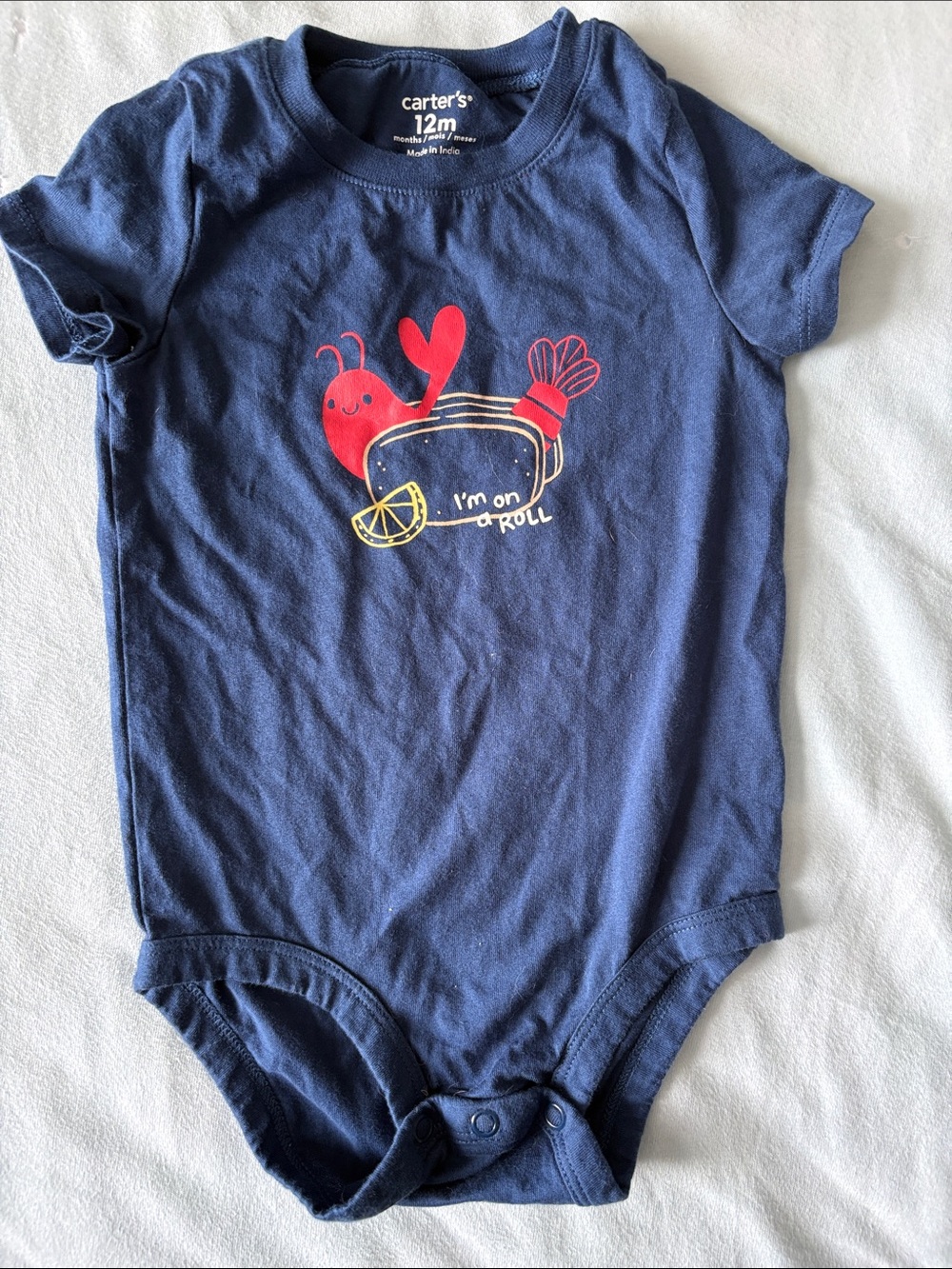 Carter's 12m navy lobster roll graphic bodysuit